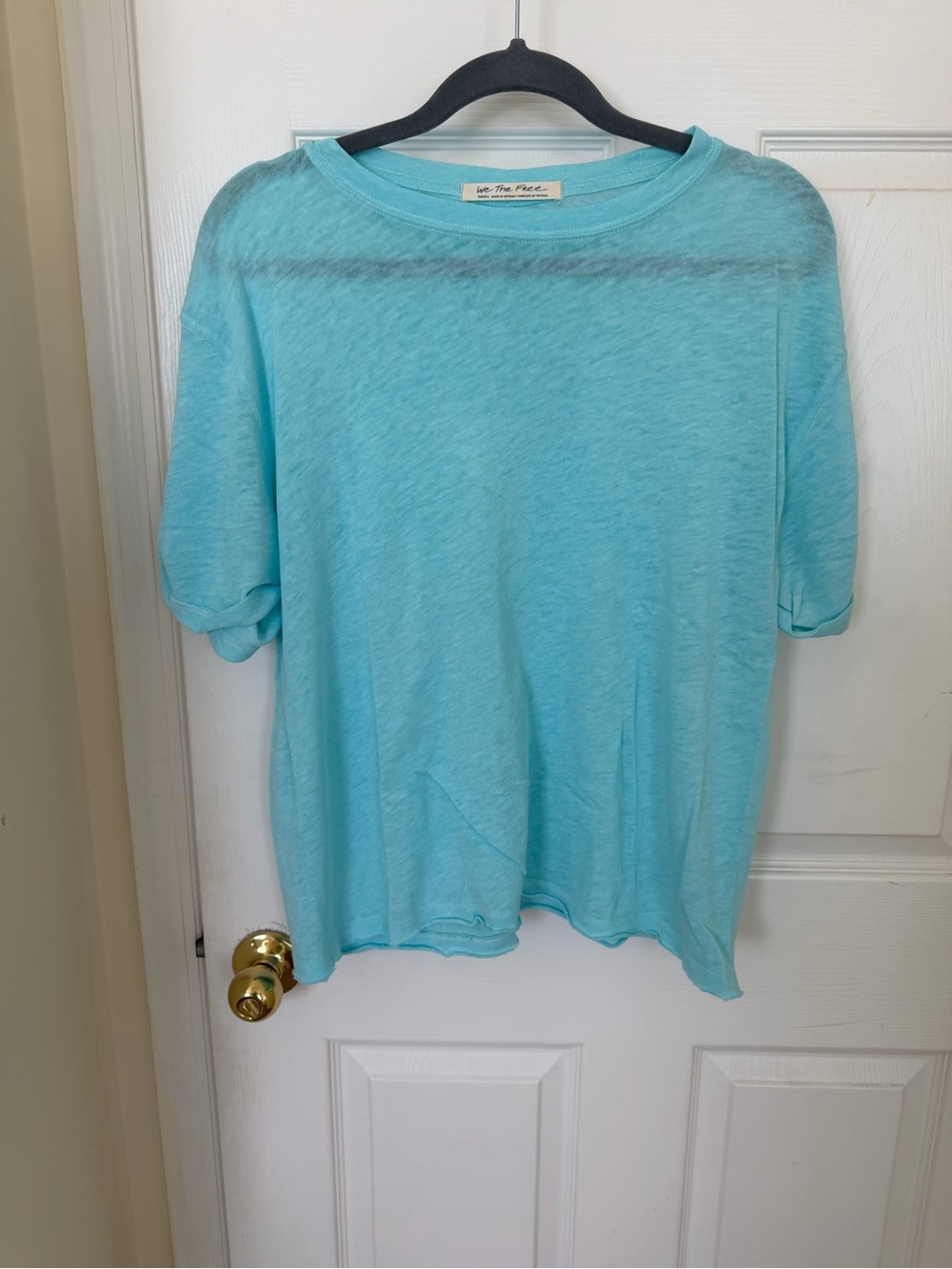 We The Free Aqua Short Sleeve Crewneck Top